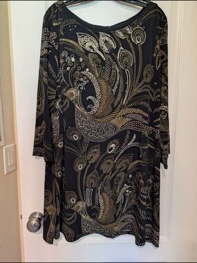 Style & Co. Black Tunic with Gold Swirl Motif